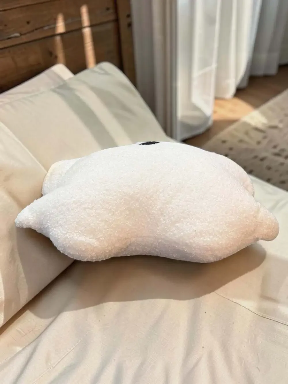 Ghost Shaped Throw Pillow White Sherpa Halloween Decor Cushion
